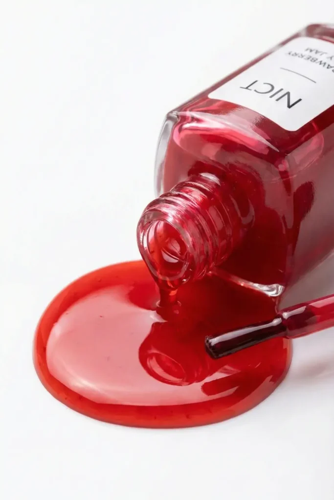 Texture shot of jelly nail polish showing translucent consistency.