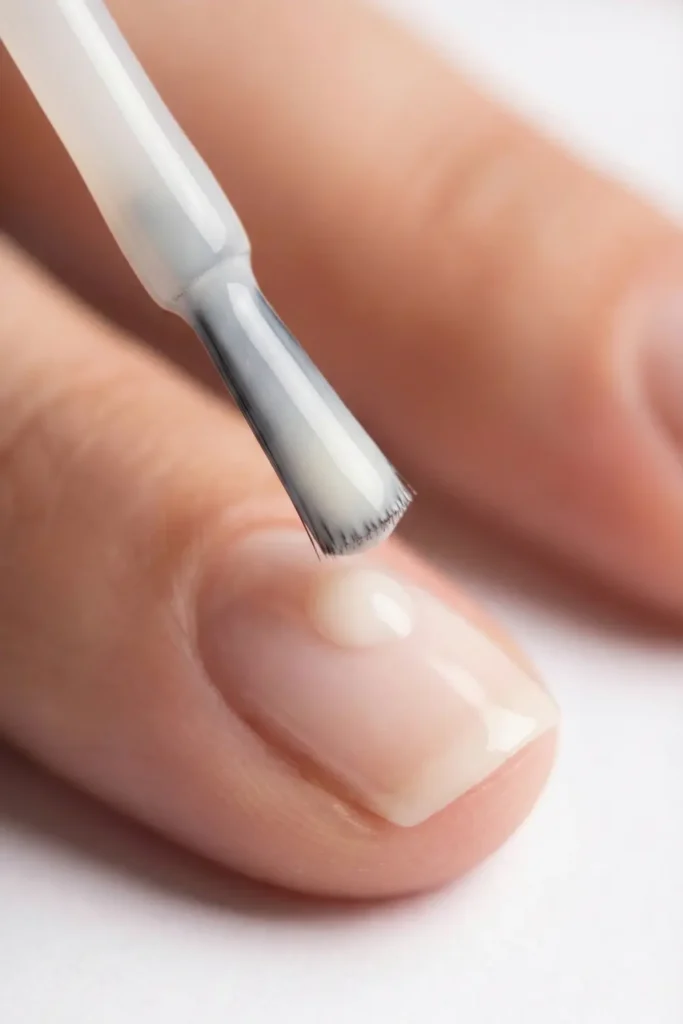Tutorial on applying milky white nails without streaks.
