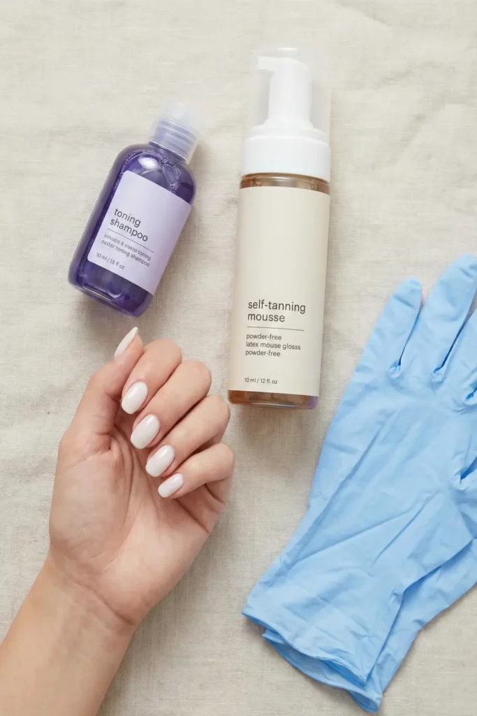 How to prevent yellow stains on milky white nails.
