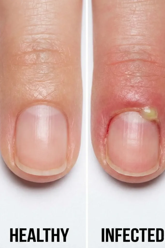 Infected cuticle vs healthy cuticle comparison.