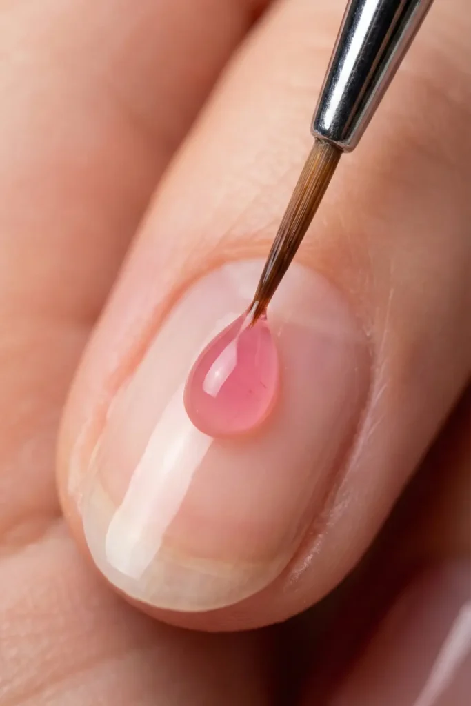 Technique for applying jelly polish without streaks.