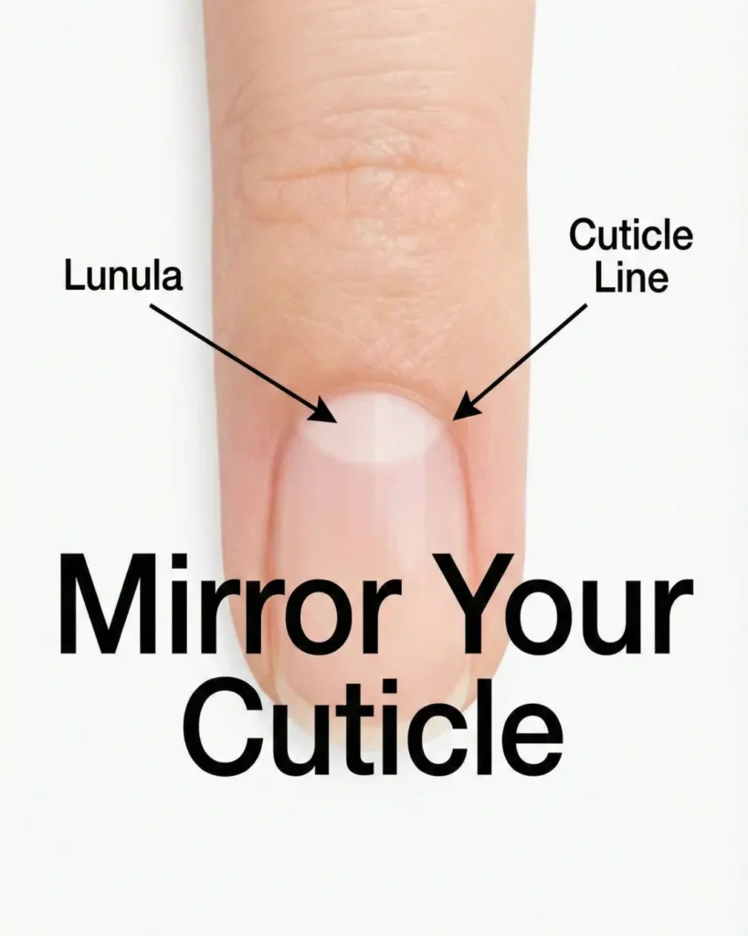 Diagram showing how to match your nail shape to your cuticle and lunula for the most flattering look.