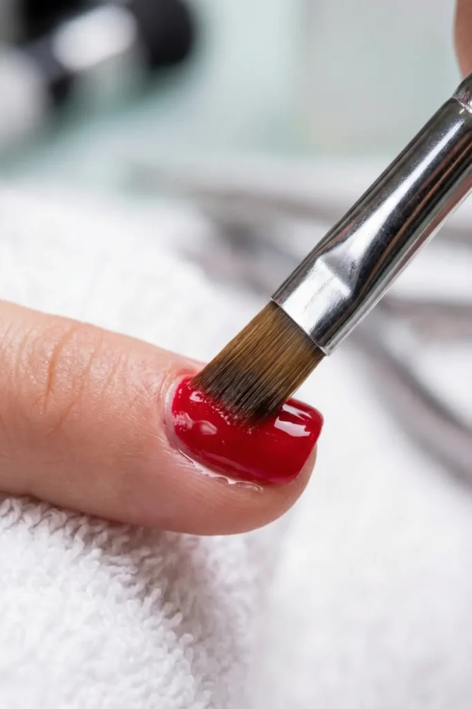 How to clean up red nail polish cuticles.