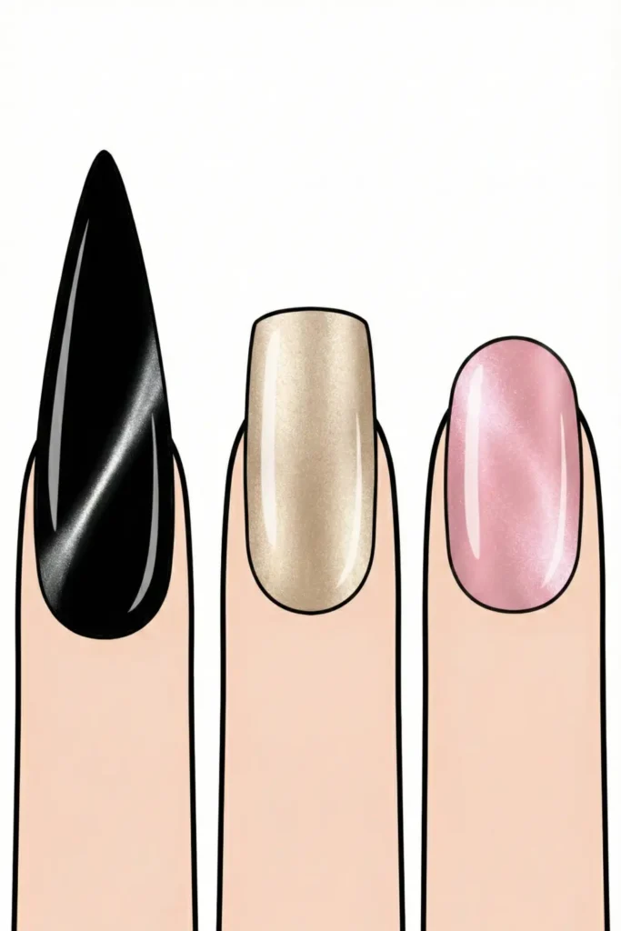 Best nail shapes for magnetic cat-eye polish.