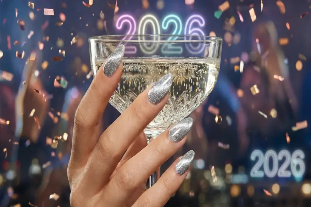 New Year's Eve 2026 velvet nails celebration.